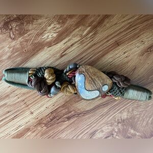 Vintage | 1980s Rope Belt w/ Wood & Abalone Pendant